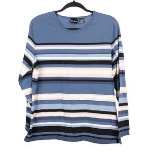Erika Shirt Womens S NWOT Blue White Striped Long Sleeve Top Cotton Blend Basic